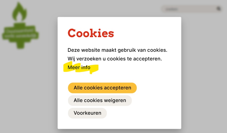 Screenshot cookievenster