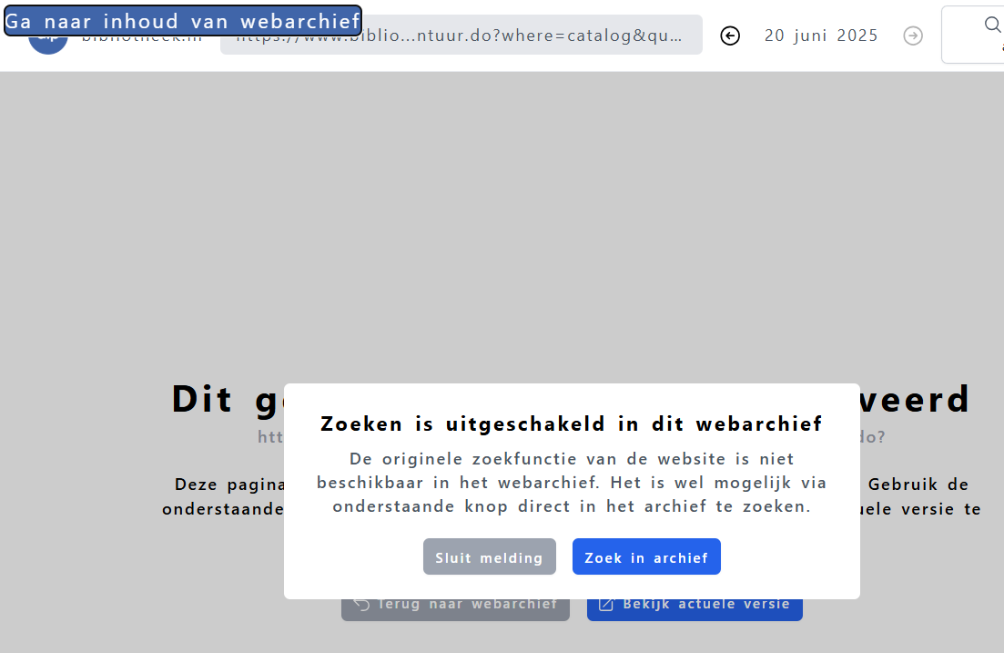 screenshot van de skiplink op een niet gearchiveerde pagina